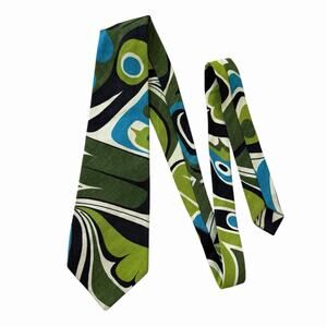 Vintage Psychedelic 60s/70s Tie Hawaiian Tiki Barkcloth WIDE 4”